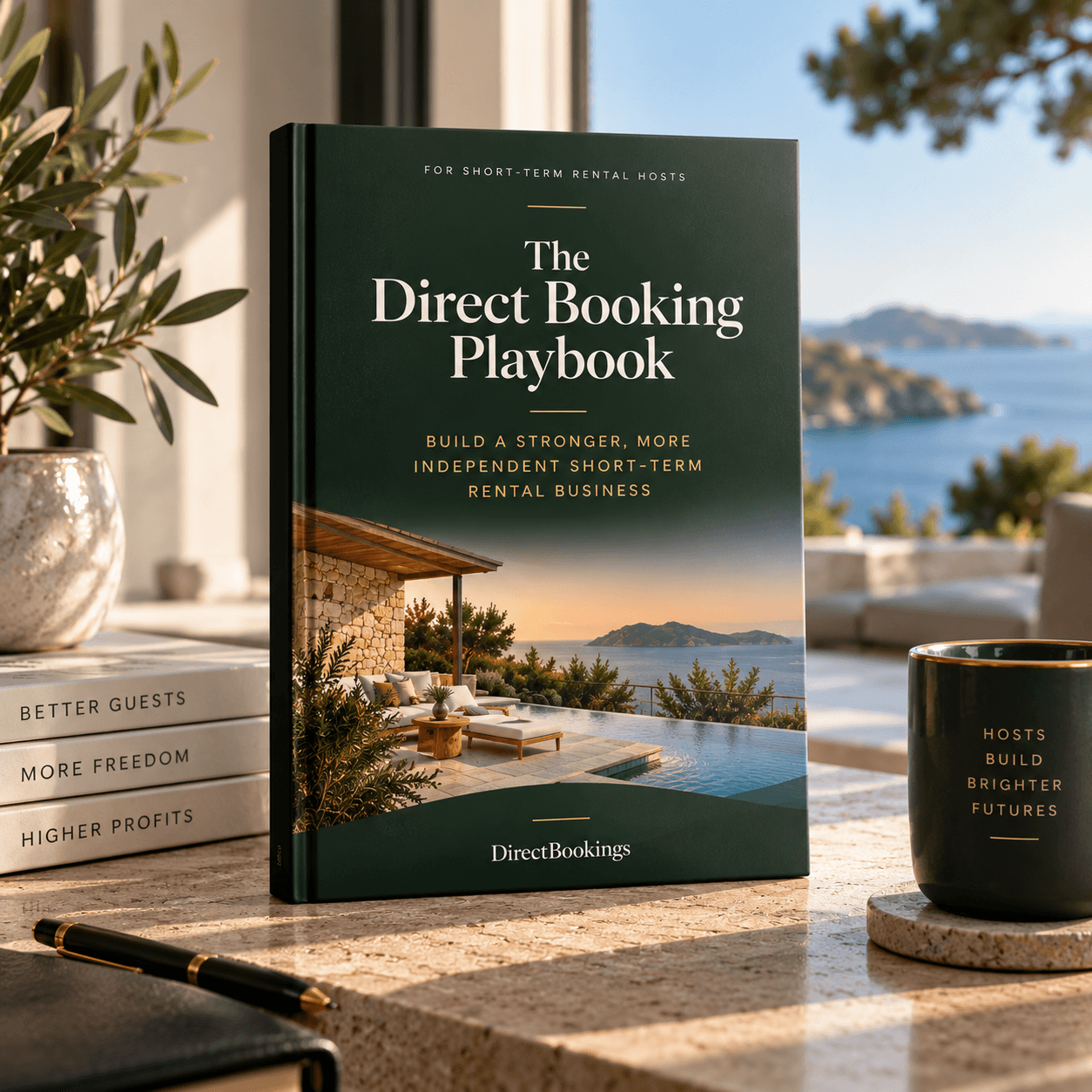 The Direct Booking Playbook — a 14-page guide for short-term rental hosts covering branding, guest email capture, marketing, and a 90-day action plan