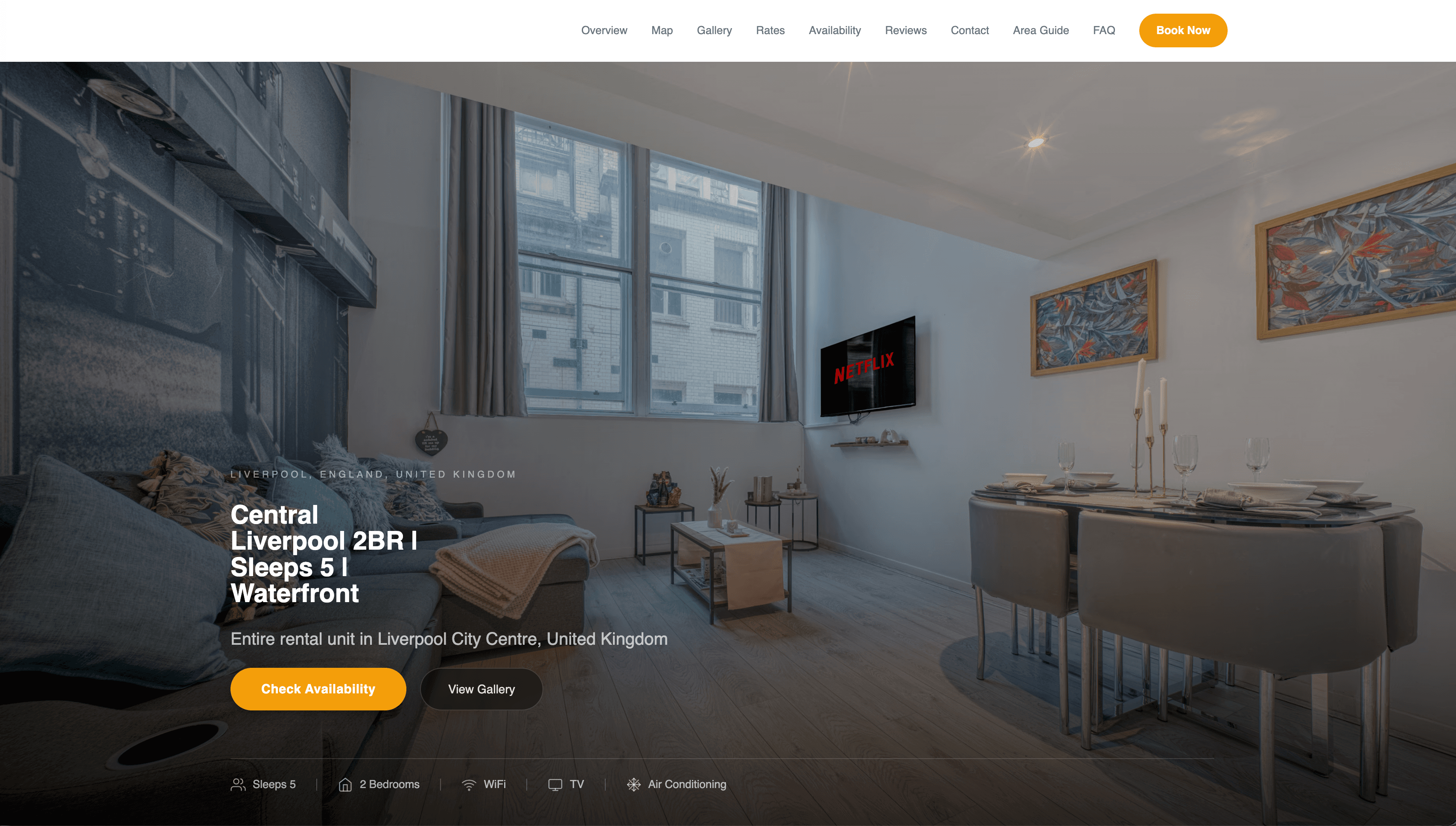 Central Liverpool Waterfront Apt — live website screenshot