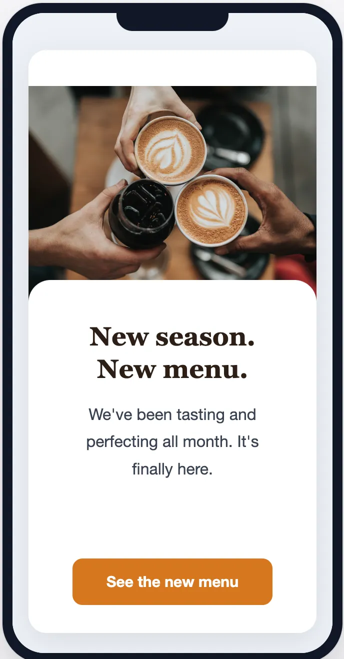 New season menu email