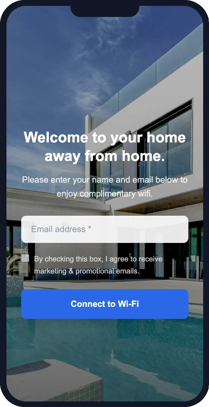 Modern Clean WiFi splash page template — branded guest captive portal