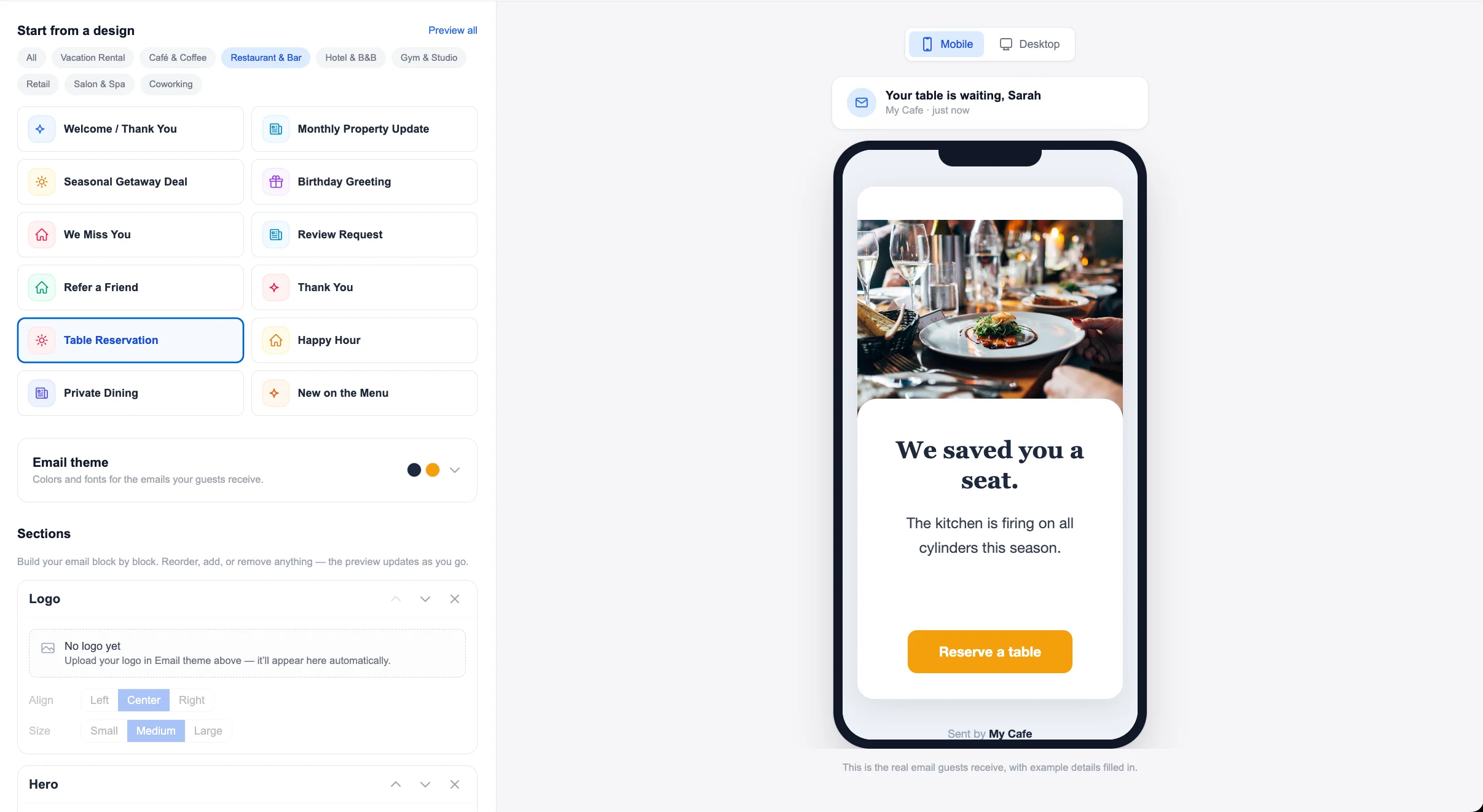 Email campaign builder — promotions and loyalty offers
