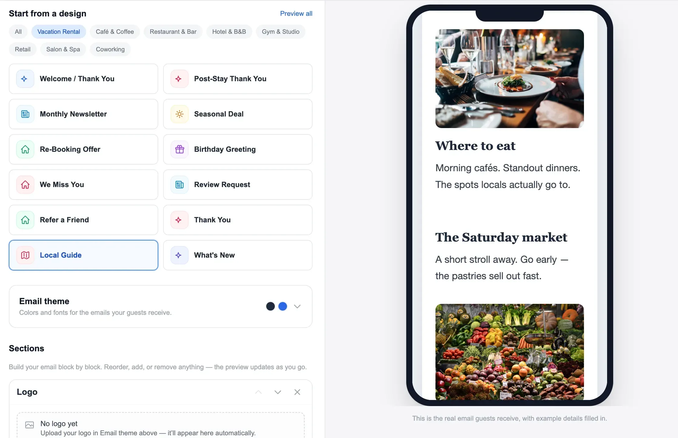 Email campaign builder — automated re-booking sequences
