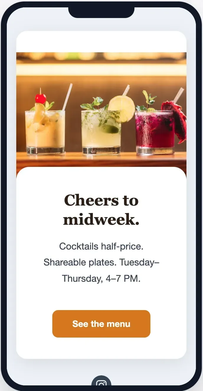 Happy hour promotion email