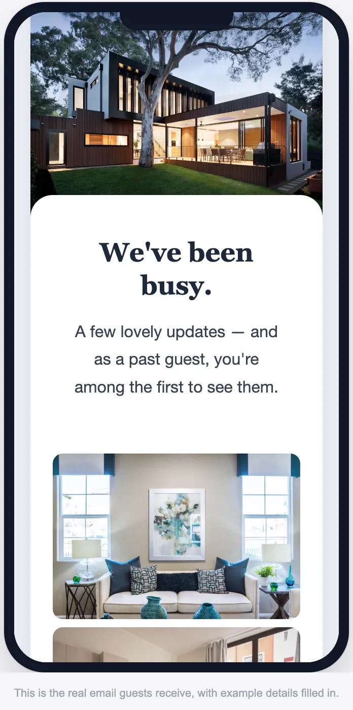 A polished marketing email built and sent with the email marketing software